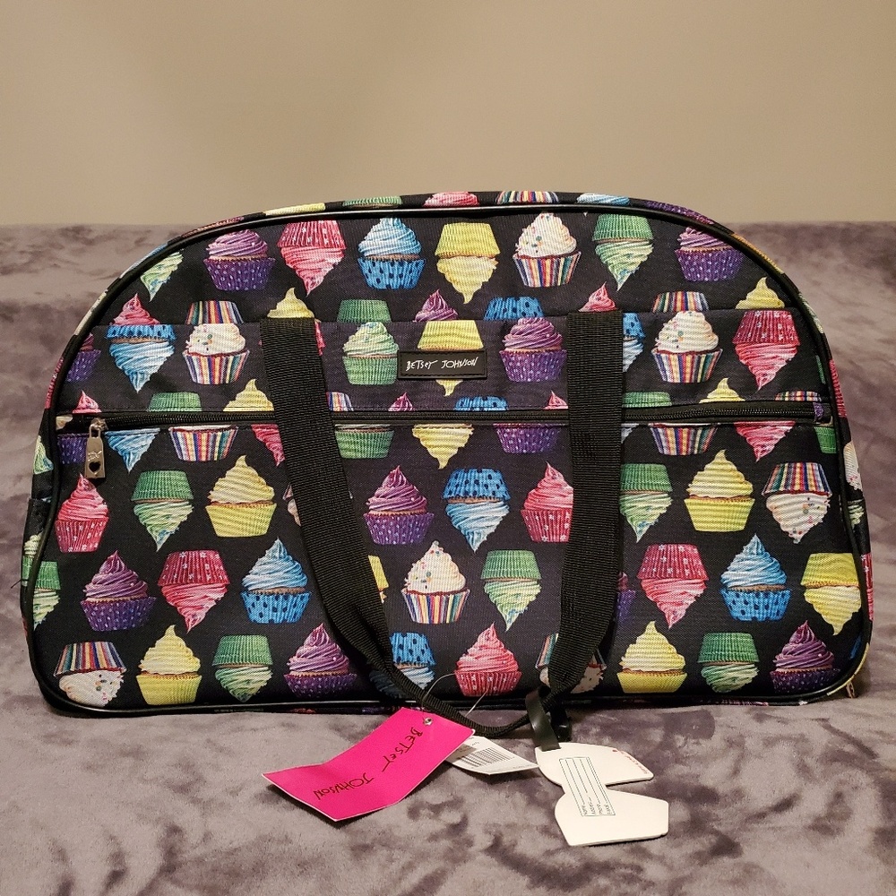 Betsey Johnson cupcake rolling duffle bag